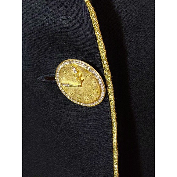 Vintage Solini Women’s Jacket Blazer Sz14 Black Metal Gold Zippers Lined - Picture 8 of 10